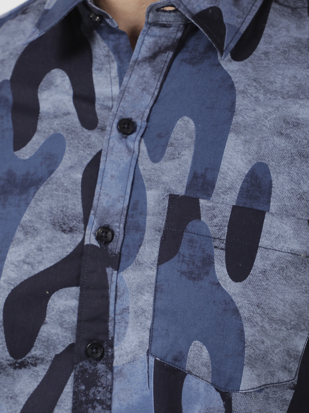 Numero Uno Men Abstract Blue Shirt